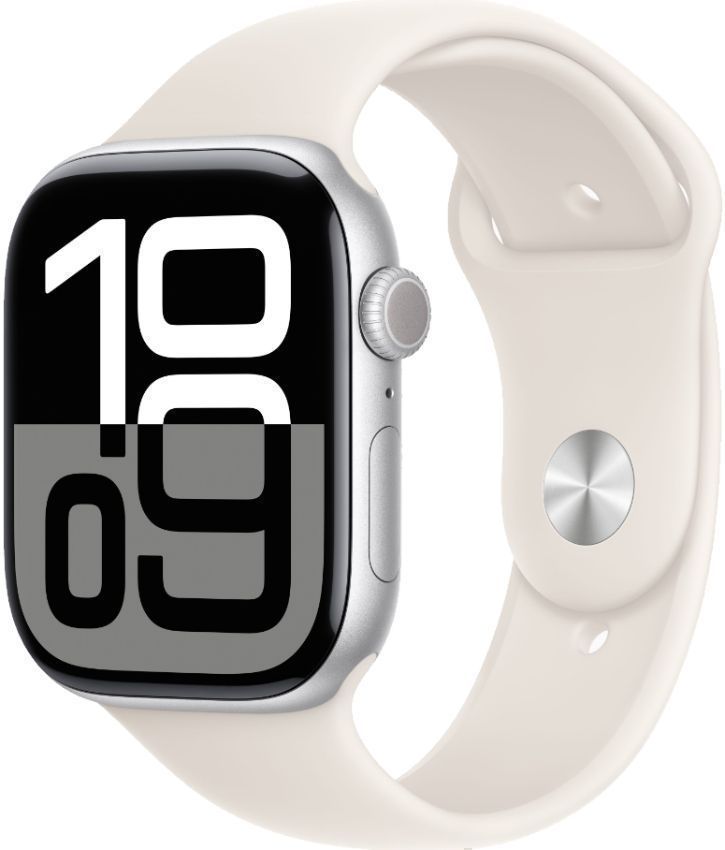 Apple Watch Series 10 / 64GB / Very Good · 80% / Silver-Aluminum-Sport Band-Starlight